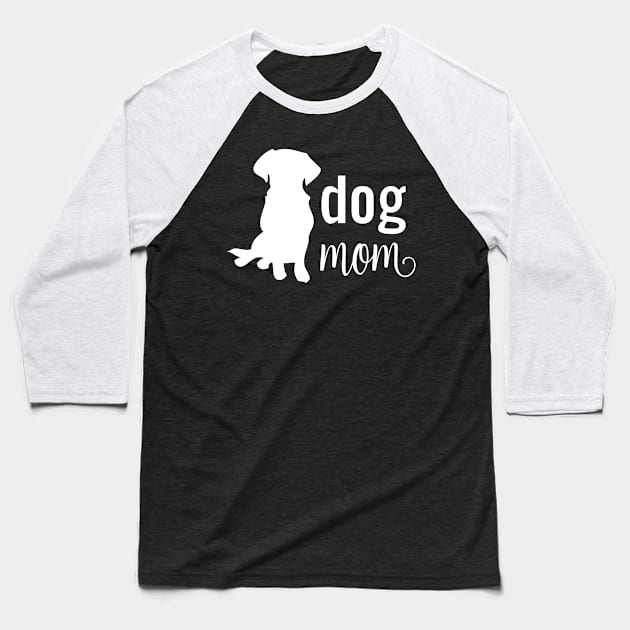 Dog Mom Silhouette White Baseball T-Shirt by erinmizedesigns